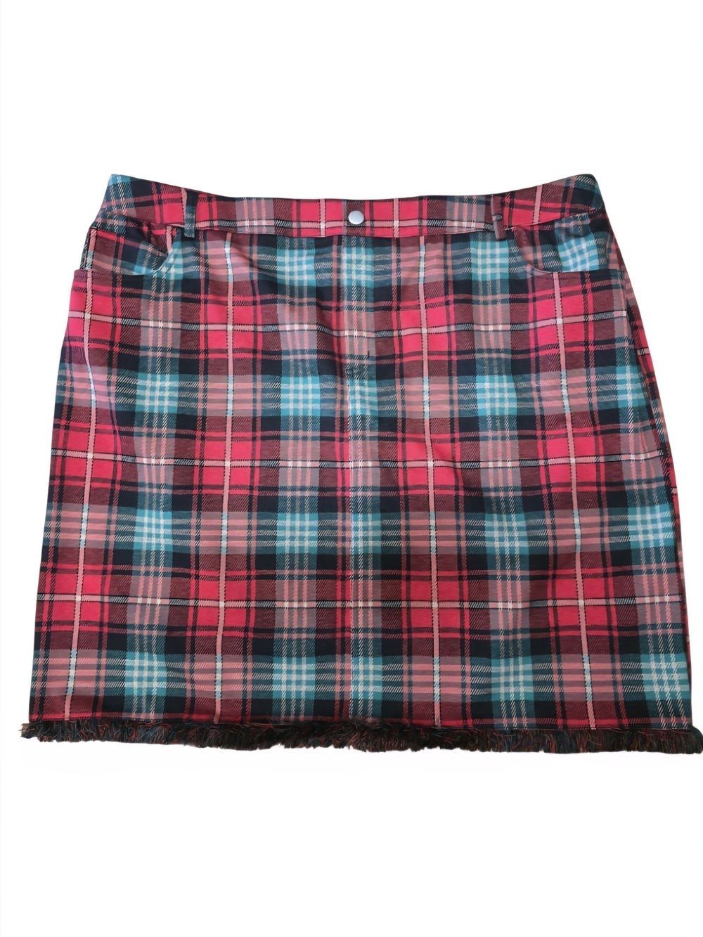 Cato Plaid Mini Skirt in Red, Teal and Black Sz 26/28